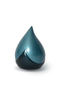 Glasfiber mini urn 'Traandruppel' blauw