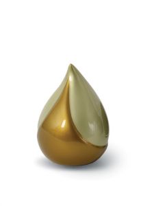 Glasfiber mini urn 'Traandruppel' goud