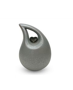 Keramische mini urn met zilveren hart