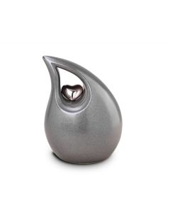 Keramische mini urn met zilveren hart