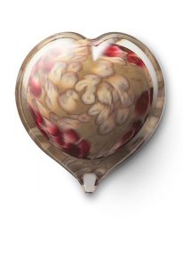 Hartvormige mini urn van kristalglas taupe mixed 