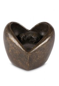 Hartvormige mini urn hond 'Voor altijd in mijn hart'