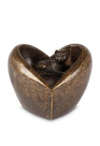 Hartvormige mini urn kat 'Voor altijd in mijn hart'