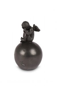 Bronzen mini urn 'Zittende engel'
