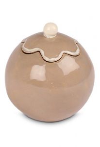 koffiekleurige mini urn van keramiek 'Bloem'