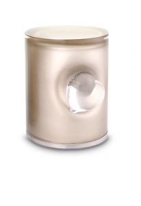 Kristal glazen mini urn met hart cappuccino
