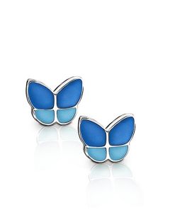 Zilveren oorbellen 'Vlinder' blauw | SALE