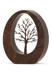 Bronzen mini urn 'Oval tree'