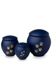 Dierenurn met goudkleurige dierenpootjes blauw