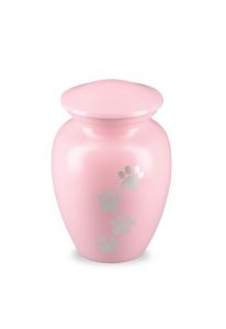 Dierenurn roze met pootafdrukken in versch. afmetingen