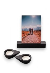 Memorialboxx met fotohouder, theelichtjes en ruimte voor as - Zwart