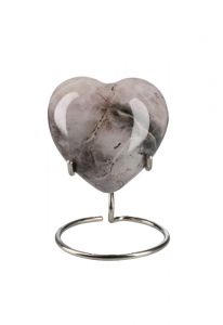 Roze mini urn hart 'Elegance' met natuursteenlook (incl. voetje)