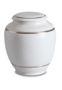 Urn van porselein 'Classica' | witte stippen in reliëf met zilverkleurige randen