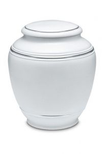 Urn van porselein 'Classica' | Mat wit met dubbele platinumkleurige boorden