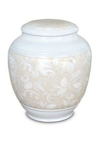 Urn van porselein 'Classica' met beige bloemmotief