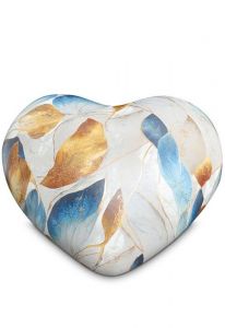 Halfstaande hart urn met gekleurde bladeren - Love Collectie