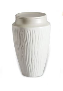 Porseleinen urn 'Wood' metallic beige