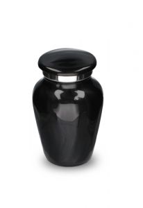 Kleine zwarte urn 'Elegance' met parelmoerachtige afwerking