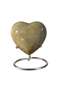 Beige mini urn hart 'Elegance' met natuursteenlook (incl. voetje)