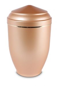 Stalen urn abrikoos parelmoer met goudkleurige band