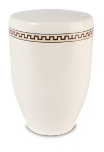 Stalen urn crèmewit met sierband
