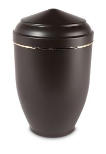 Stalen urn zwart / parelmoer met goudkleurige band