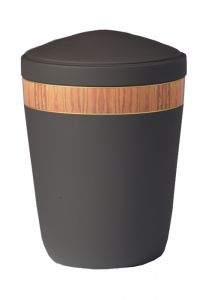 Stalen urn zwart met band