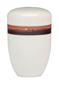 Metalen urn wit 'Landschap'