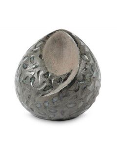 Handgemaakte traandruppel mini-urn van keramiek 'Ohm' - groenblauw