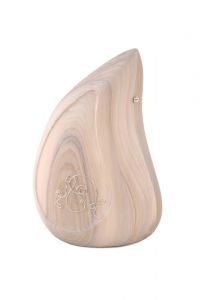 Houten urn 'Traandruppel' met tulp