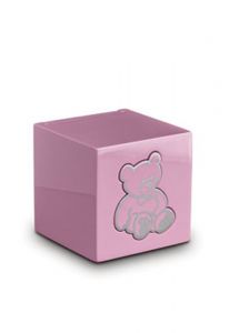 Baby urn met teddybeer roze (MDF)
