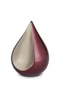 Traandruppelvormige mini urn 'Teardrop' bordeaux rood