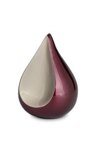 Traandruppelvormige mini urn 'Teardrop' bordeaux rood