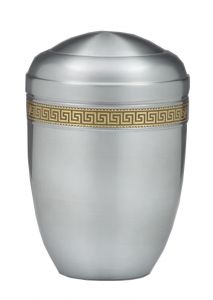 Urn van staal grijs met gouden band