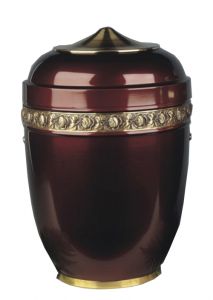 Urn van metaal rood met sierband