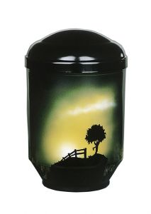 Urn van staal 'Landschap met zonsondergang'