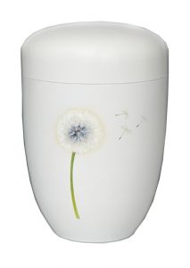 Urn van metaal wit 'Paardenbloem'