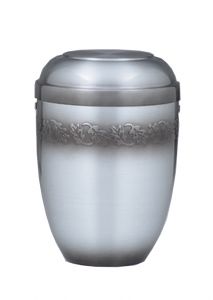 Urn van staal grijs 'Bladeren'