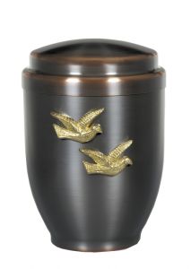 Metalen urn zwart 'Vogels'