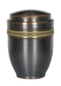 Zwarte metalen urn met band
