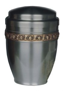 Metalen urn grijs met band