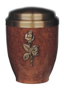 Metalen urn bruin 'Roos'
