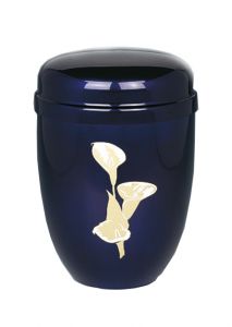 Urn van staal blauw 'Klaproos'