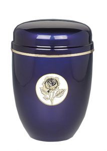Metalen urn blauw 'Roos'