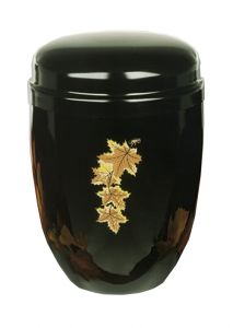 Metalen urn zwart 'Bladeren'