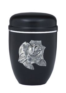 Zwarte urn van staal 'Roos'