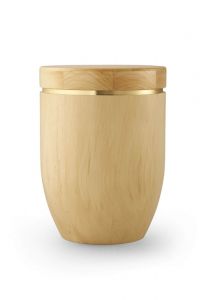 Houten urn met messing ring