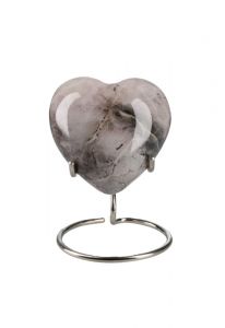 Roze mini urn hart 'Elegance' met natuursteenlook (incl. voetje)