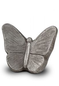 Keramische kunst urn Vlinder zilvergrijs