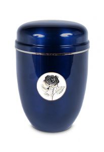 Metalen urn blauw 'Roos'